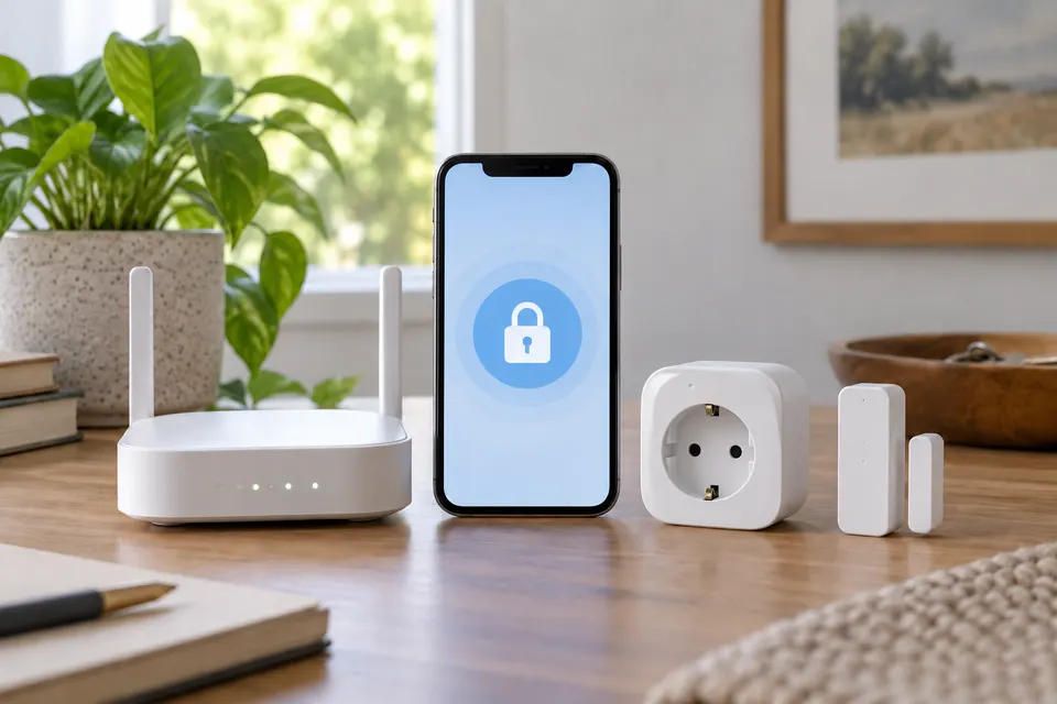 Dispositivos de hogar conectado junto a un teléfono